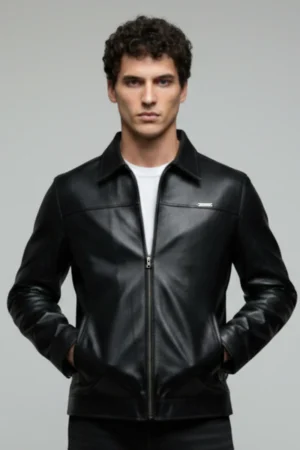 TAN MILER FAUX LEATHER JACKET